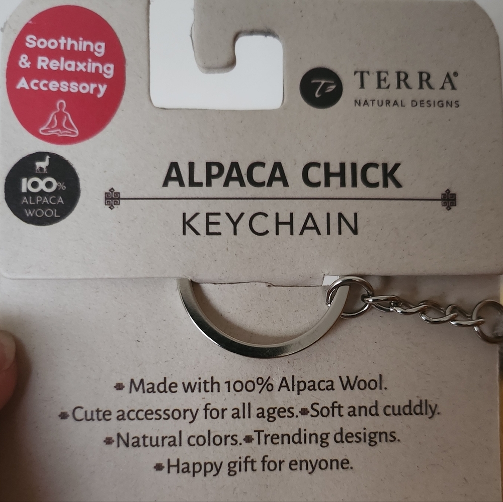100% Alpaca Wool Chick Keychain - Yellow - Picture 2 of 9